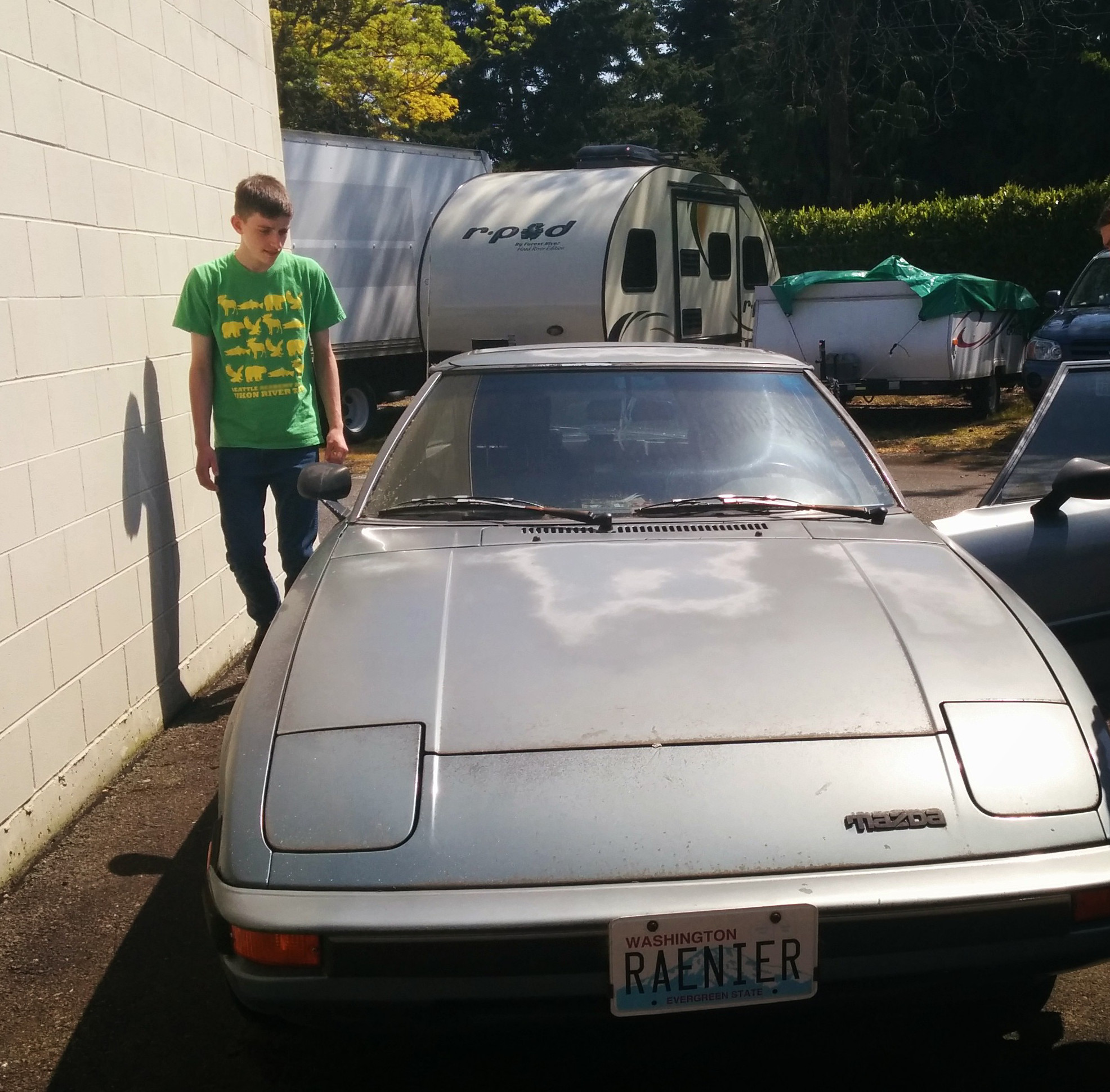 Front of the car and the licence plate